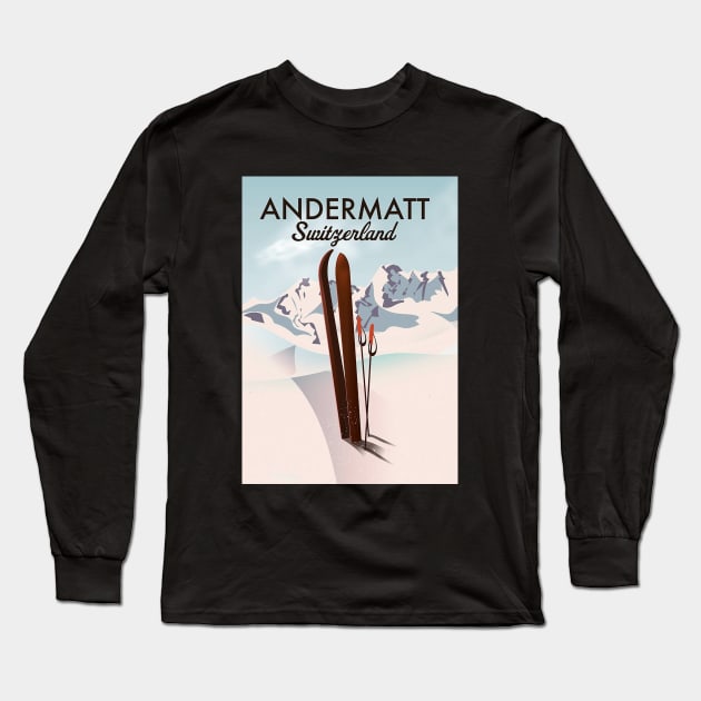 Andermatt Switzerland ski Long Sleeve T-Shirt by rubenolsem